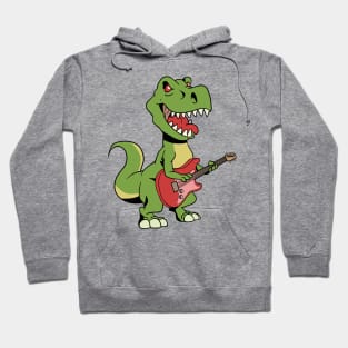 Cartoon TREX plays electric guitar Hoodie